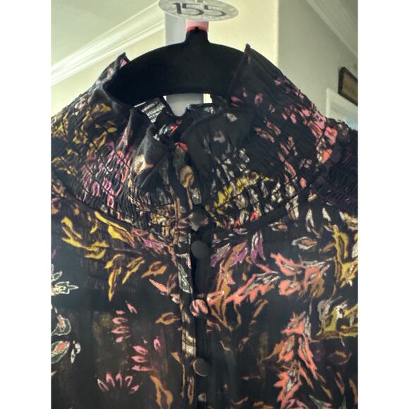 MSRP $59 NWOT H&M Floral Long-Sleeve Flowy Shirt Dress Size S | SAME DAY SHIP - Picture 4 of 10